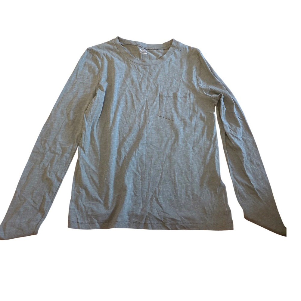 Madewell Womens Sage Green Whisper Cotton Long Sleeve Pocket Tee Size Medium NEW